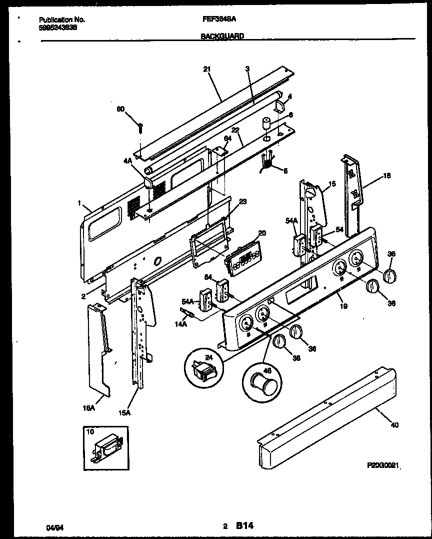 Frigidaire FEF364SADA backguard diagram