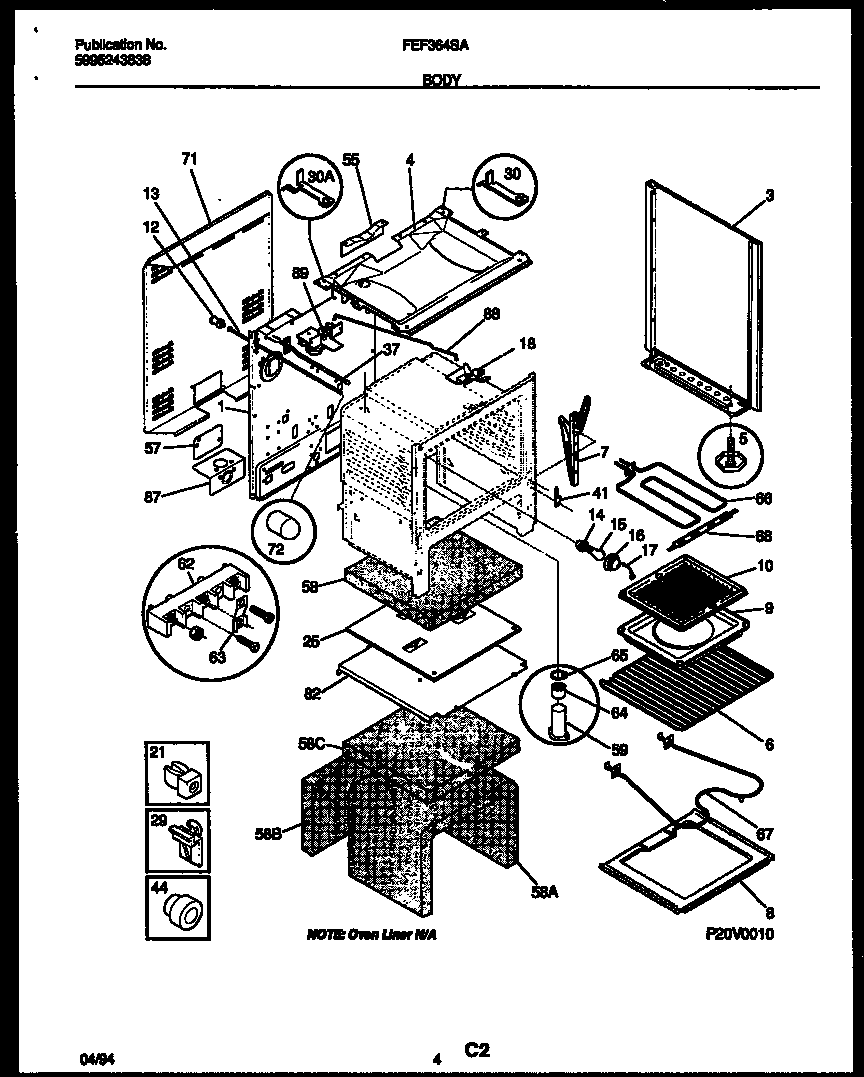 Frigidaire FEF364SADA body parts diagram