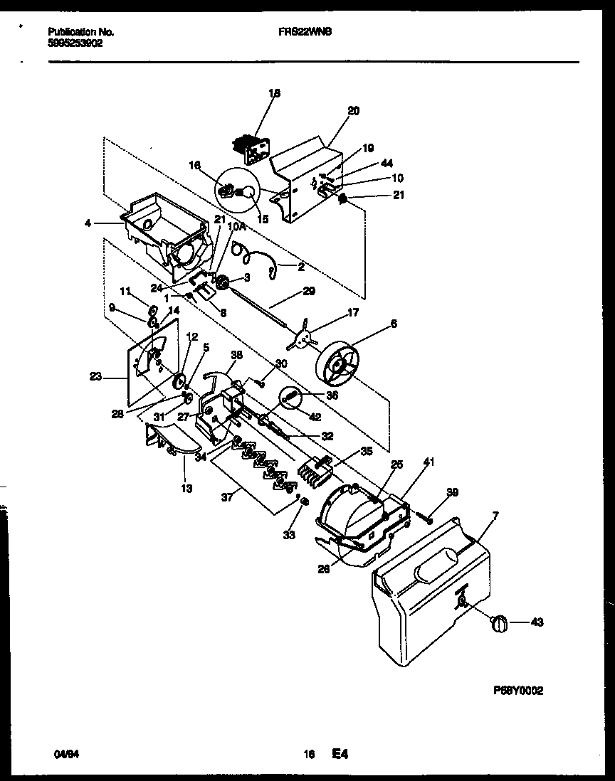 Frigidaire FRS22WNBW0 ice dispenser diagram
