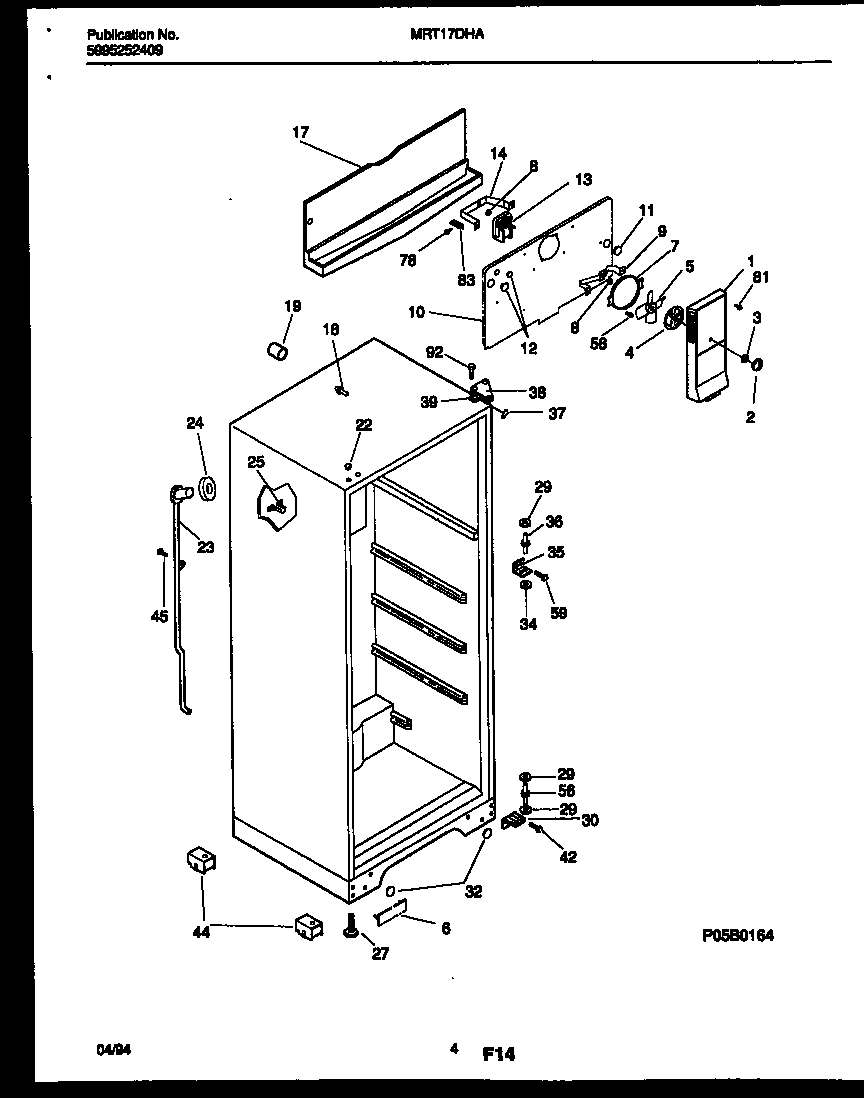 Universal/Multiflex (Frigidaire) MRT17DHAD0 cabinet parts diagram