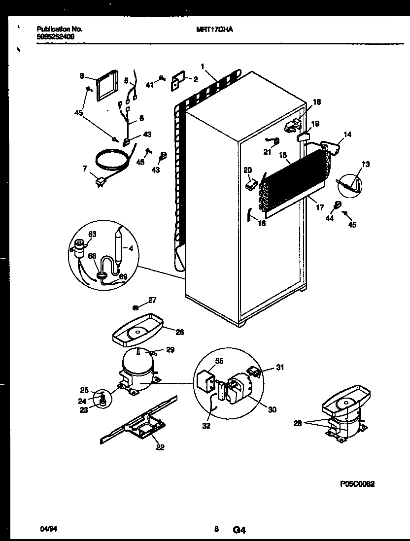 Universal/Multiflex (Frigidaire) MRT17DHAD0 system and automatic defrost parts diagram