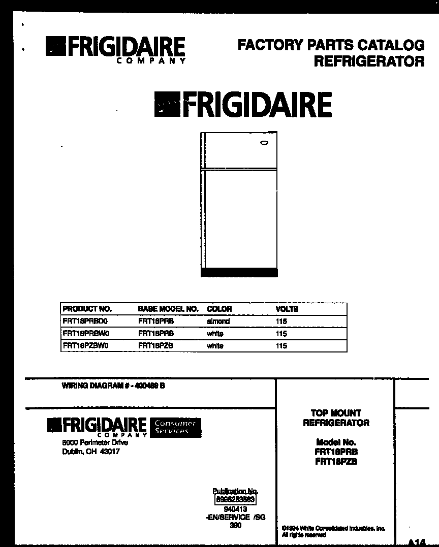 Frigidaire FRT18PRBD0 cover diagram