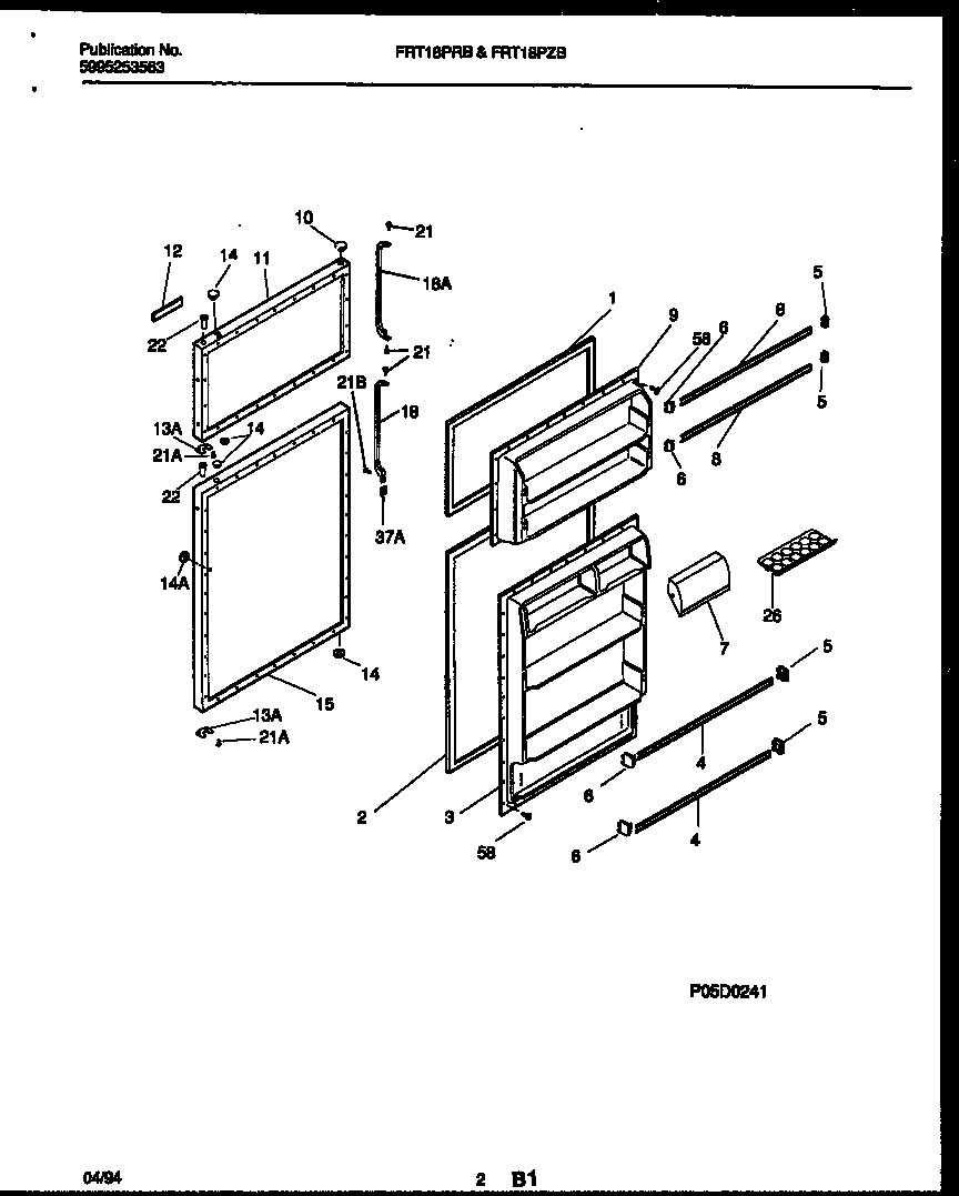 Frigidaire FRT18PRBD0 door parts diagram