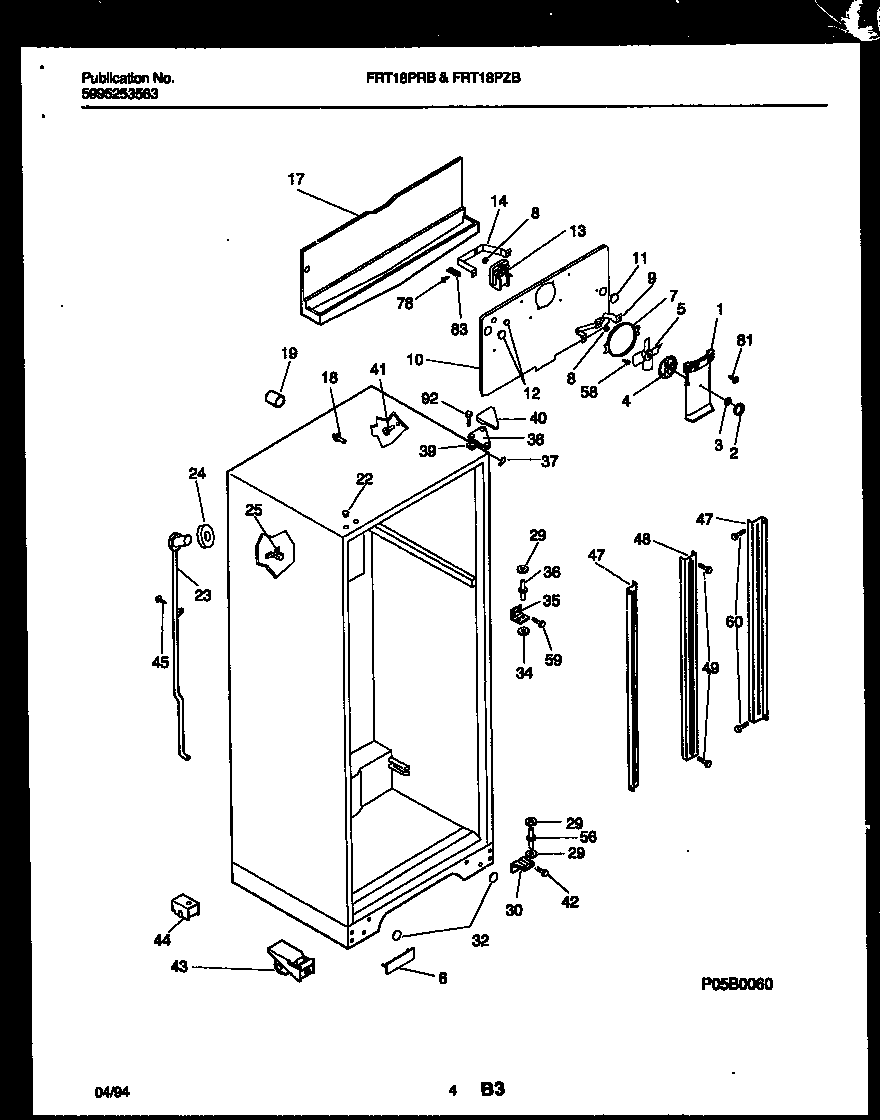 Frigidaire FRT18PRBD0 cabinet parts diagram