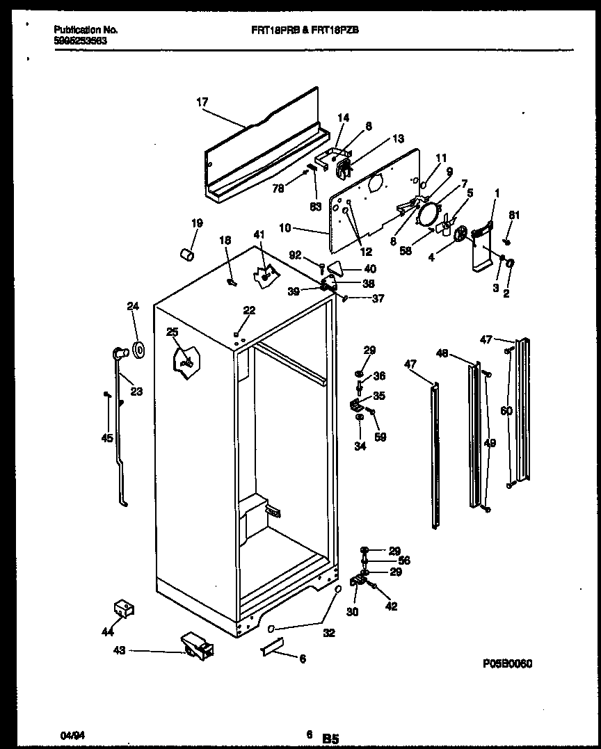 Frigidaire FRT18PRBD0 cabinet parts diagram