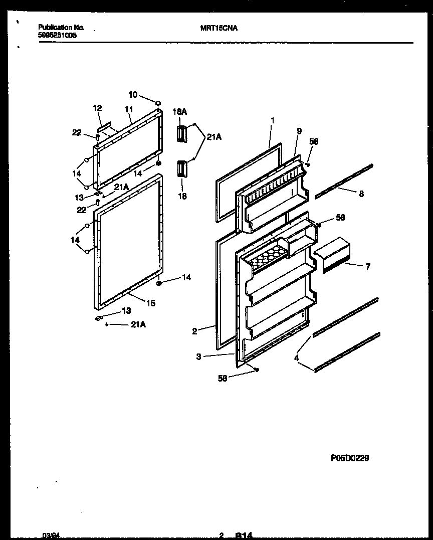 Universal/Multiflex (Frigidaire) MRT15CNAW0 door parts diagram