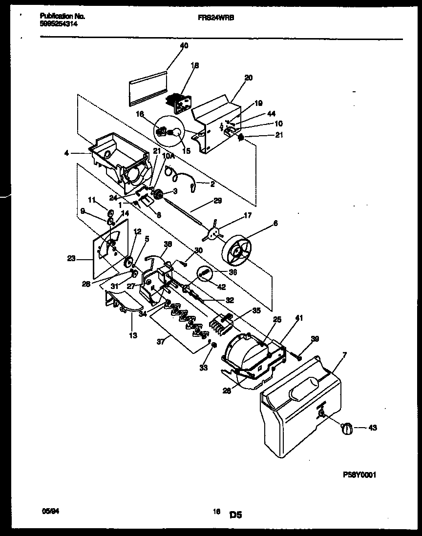 Frigidaire FRS24WRBD0 ice dispenser diagram