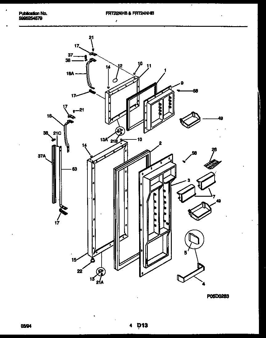 Frigidaire FRT24NHBD0 refrigerator door parts diagram