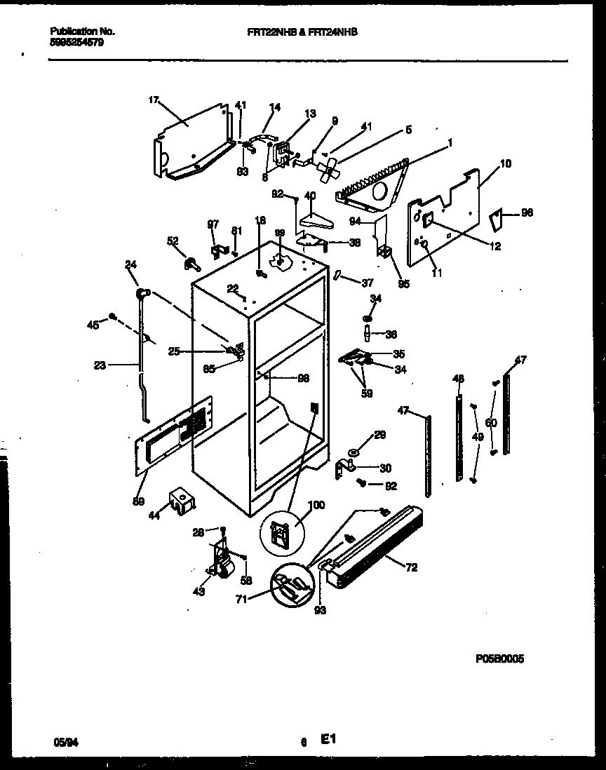 Frigidaire FRT24NHBD0 cabinet parts diagram