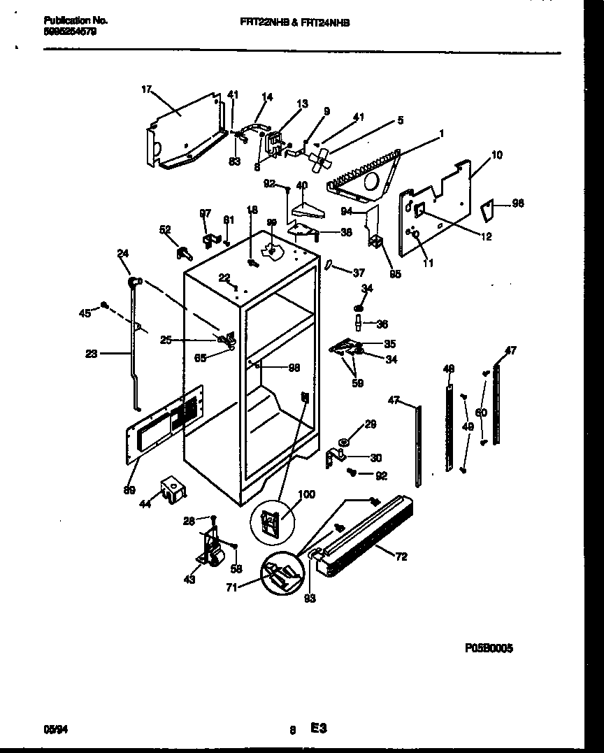 Frigidaire FRT24NHBD0 cabinet parts diagram