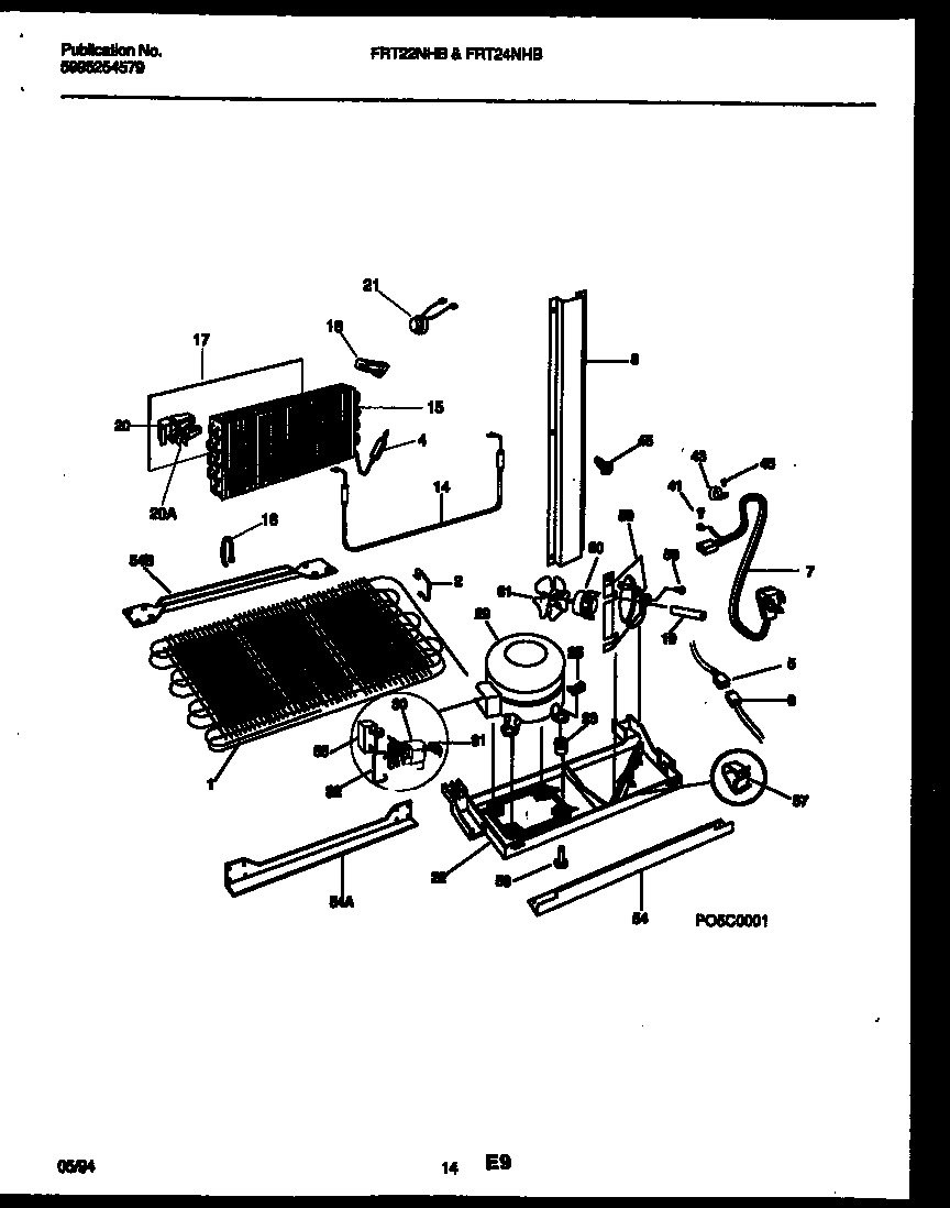 Frigidaire FRT24NHBD0 system and automatic defrost parts diagram
