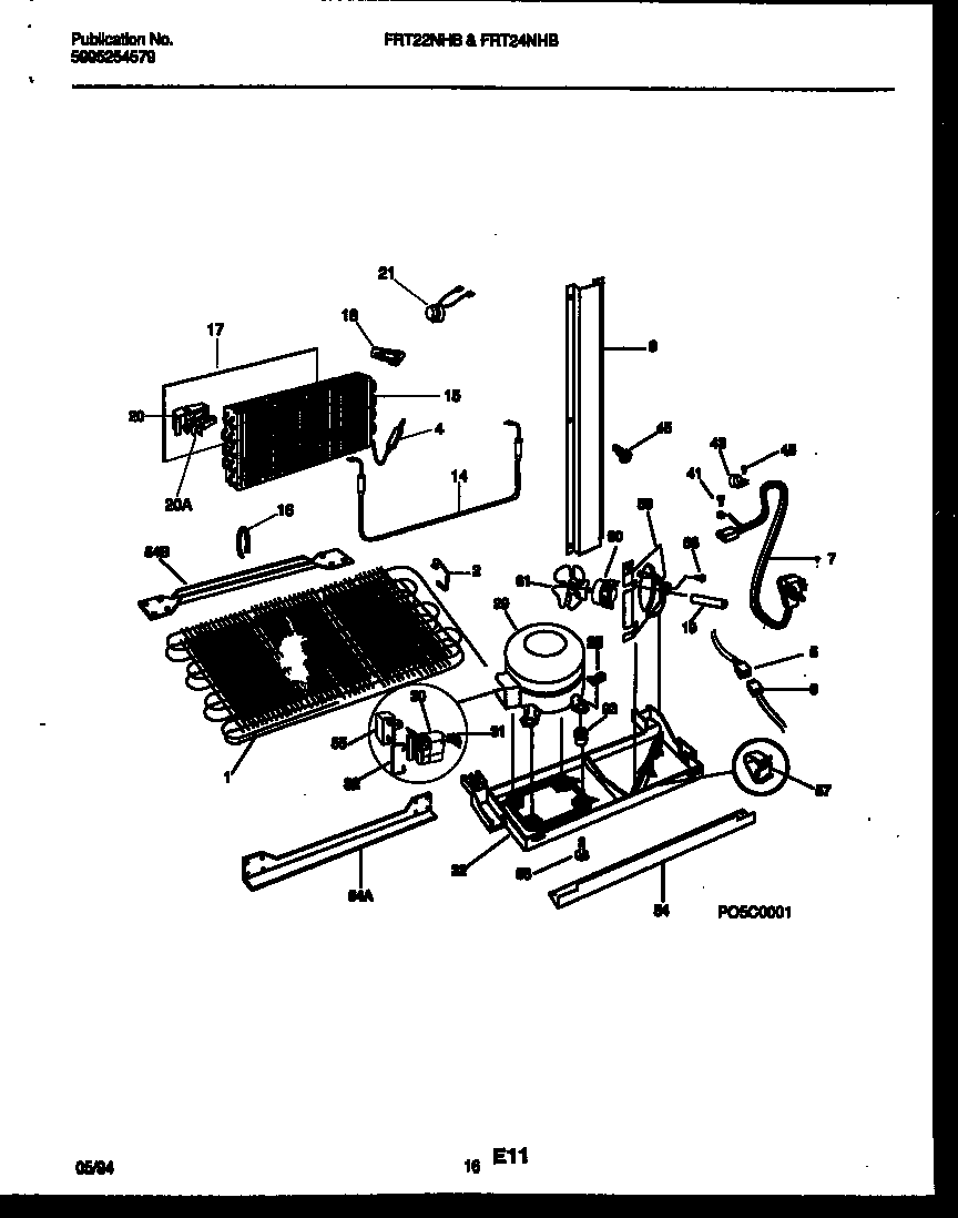 Frigidaire FRT24NHBD0 system and automatic defrost parts diagram
