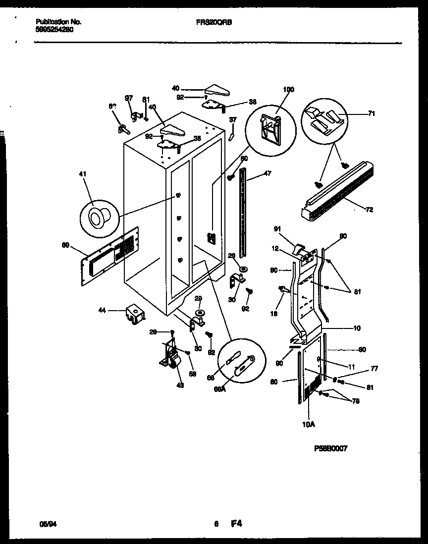 Frigidaire FRS20QRBW0 cabinet parts diagram