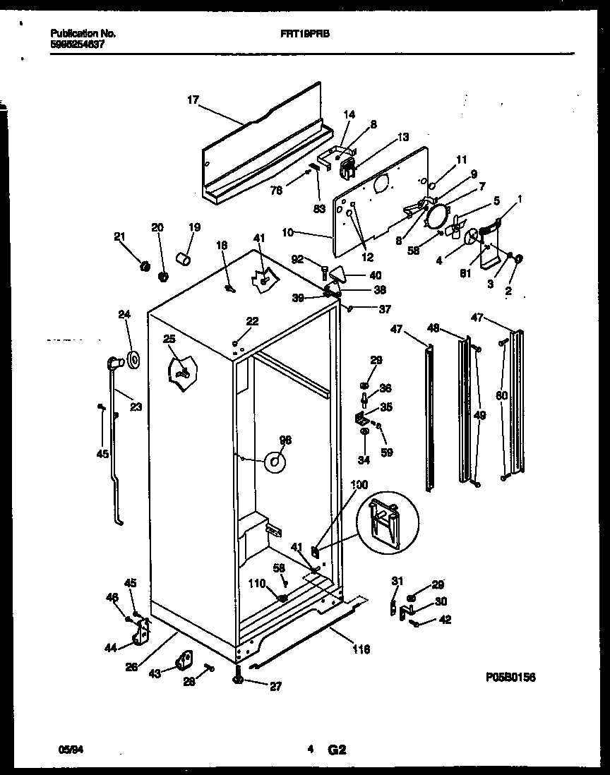 Frigidaire FRT19PRBD1 cabinet parts diagram