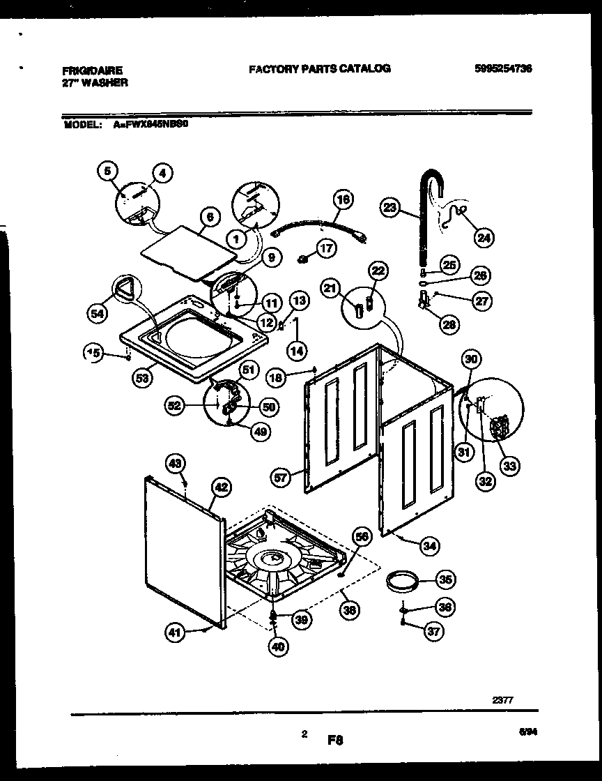 Frigidaire FWX645NBS0 cabinet parts diagram
