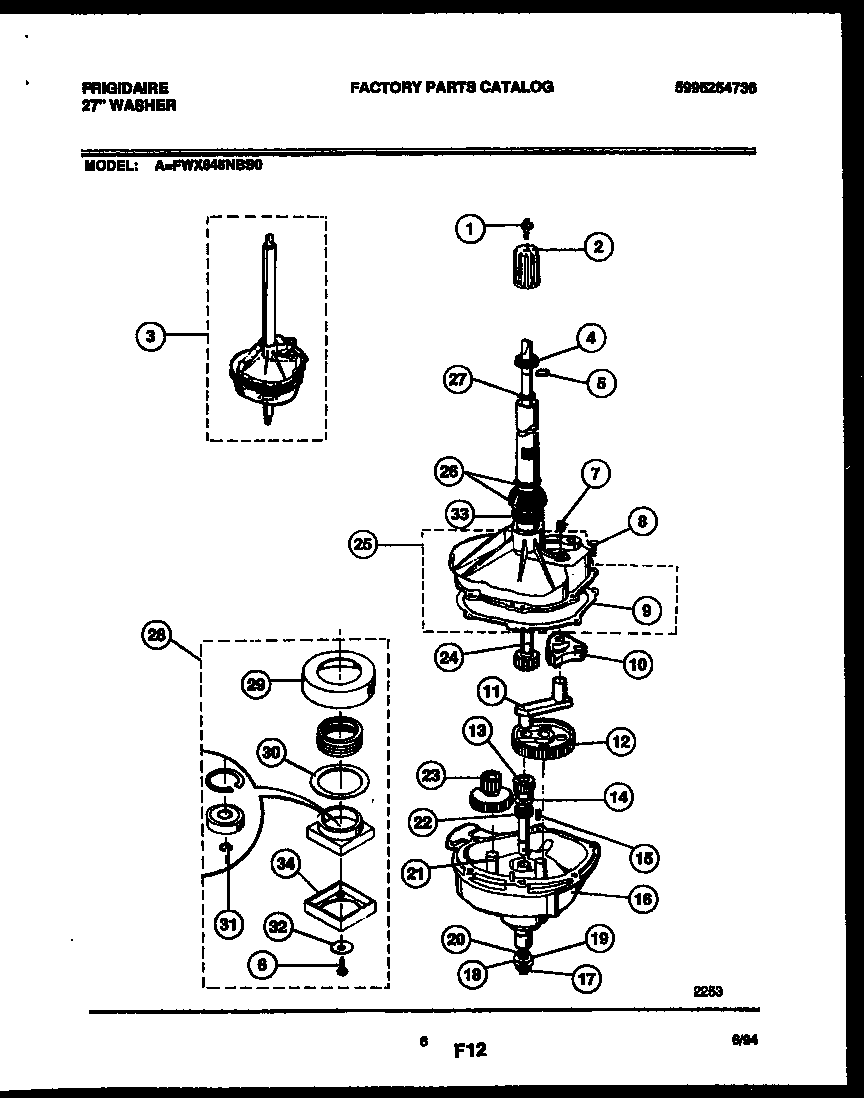 Frigidaire FWX645NBS0 transmission parts diagram
