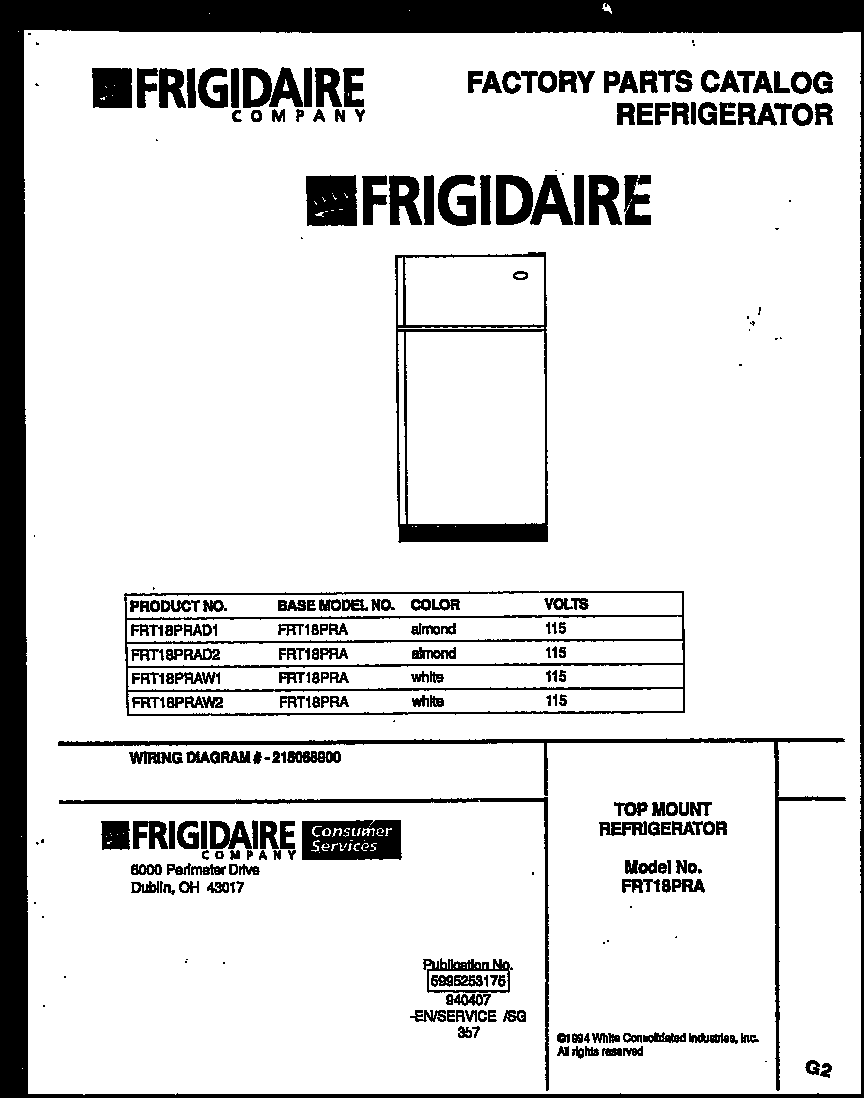 Frigidaire FRT18PRAD2 cover diagram