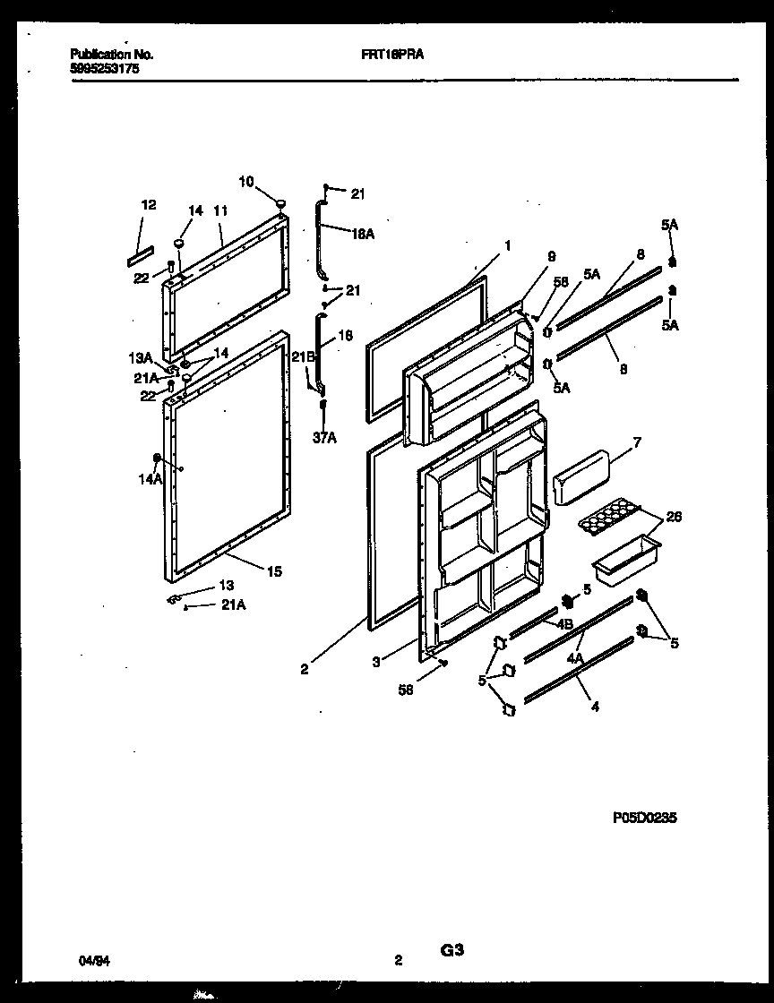 Frigidaire FRT18PRAD2 door parts diagram