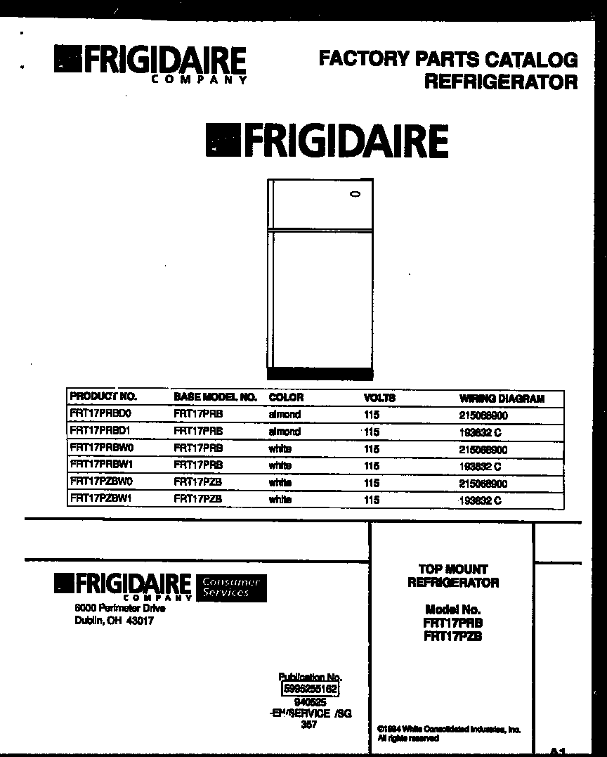 Frigidaire FRT17PRBW0 cover diagram