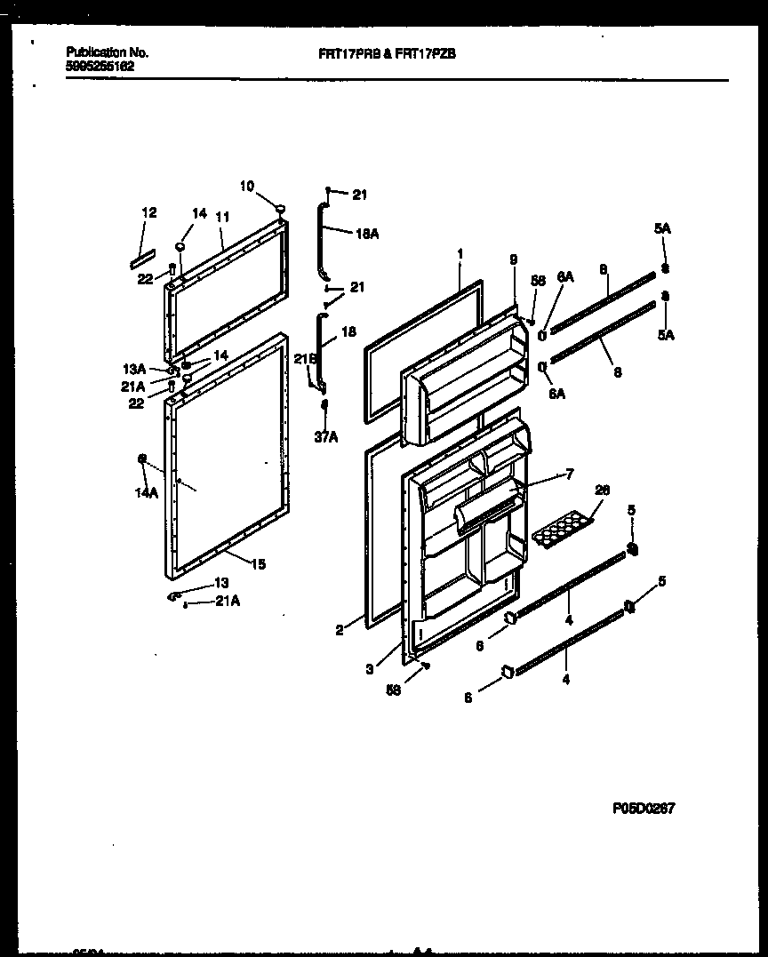 Frigidaire FRT17PRBW0 door parts diagram
