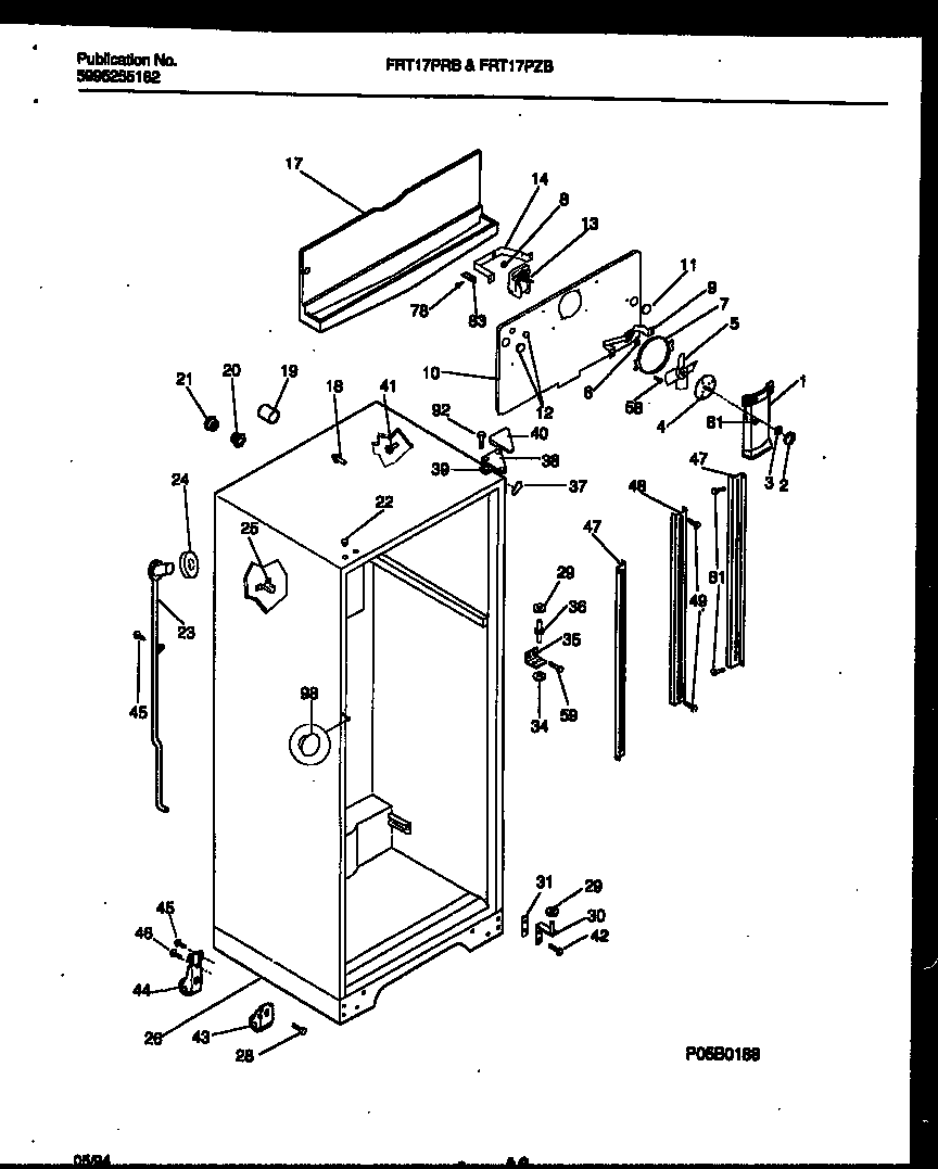 Frigidaire FRT17PRBW0 cabinet parts diagram