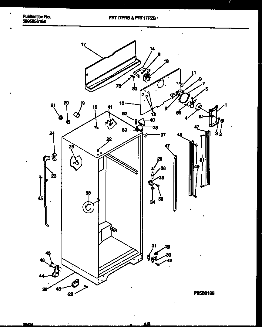 Frigidaire FRT17PRBW0 cabinet parts diagram