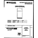 Universal/Multiflex (Frigidaire) MRT21PNAD0 cover diagram