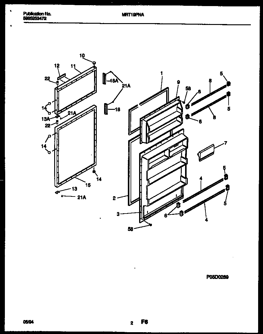 Universal/Multiflex (Frigidaire) MRT19PNAW0 door parts diagram