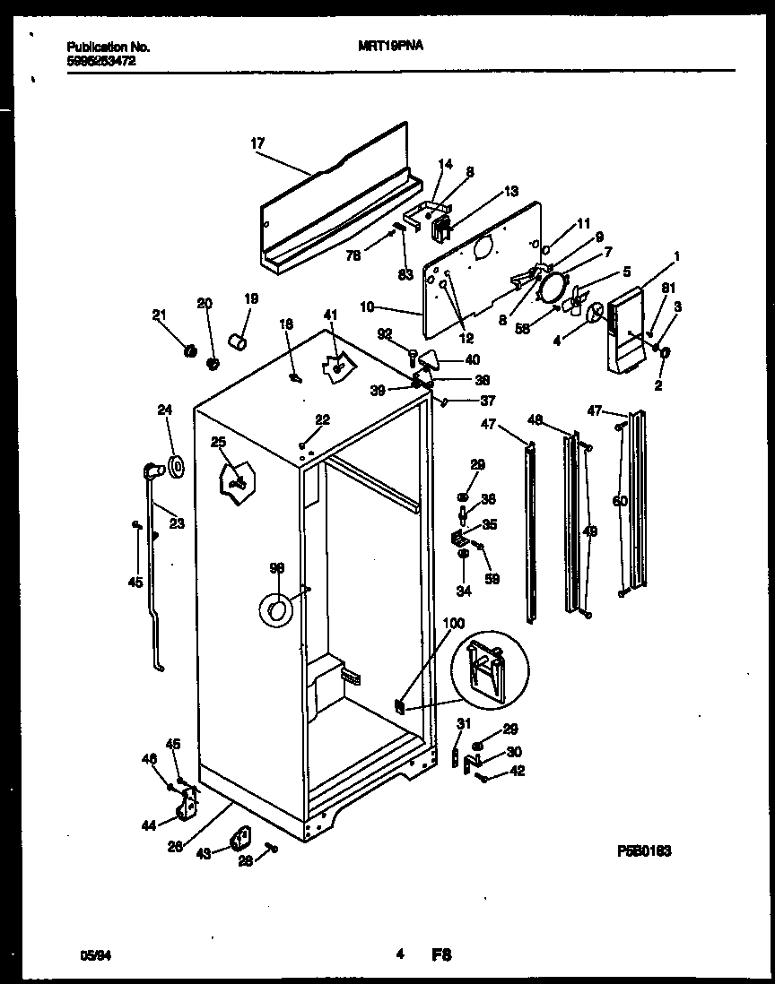 Universal/Multiflex (Frigidaire) MRT19PNAW0 cabinet parts diagram