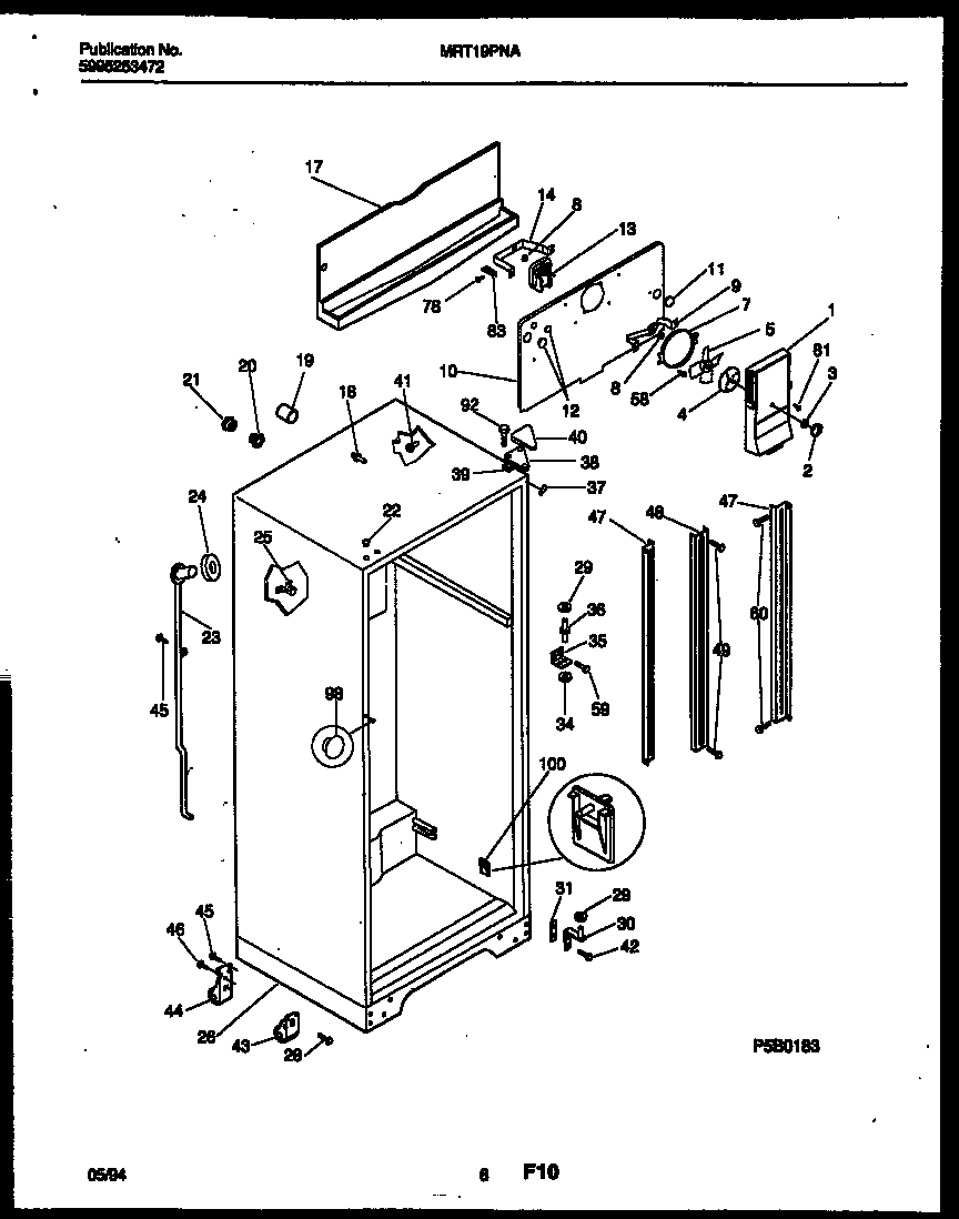 Universal/Multiflex (Frigidaire) MRT19PNAW0 cabinet parts diagram