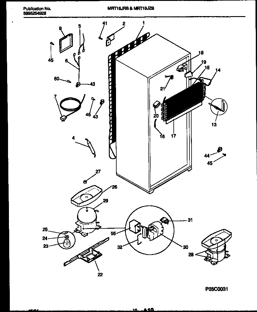 Universal/Multiflex (Frigidaire) MRT18JZBY0 system and automatic defrost parts diagram