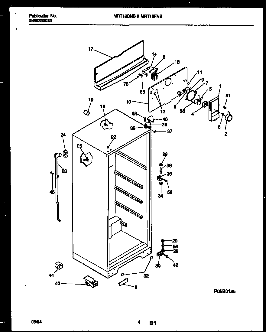 Universal/Multiflex (Frigidaire) MRT18DNBD0 cabinet parts diagram