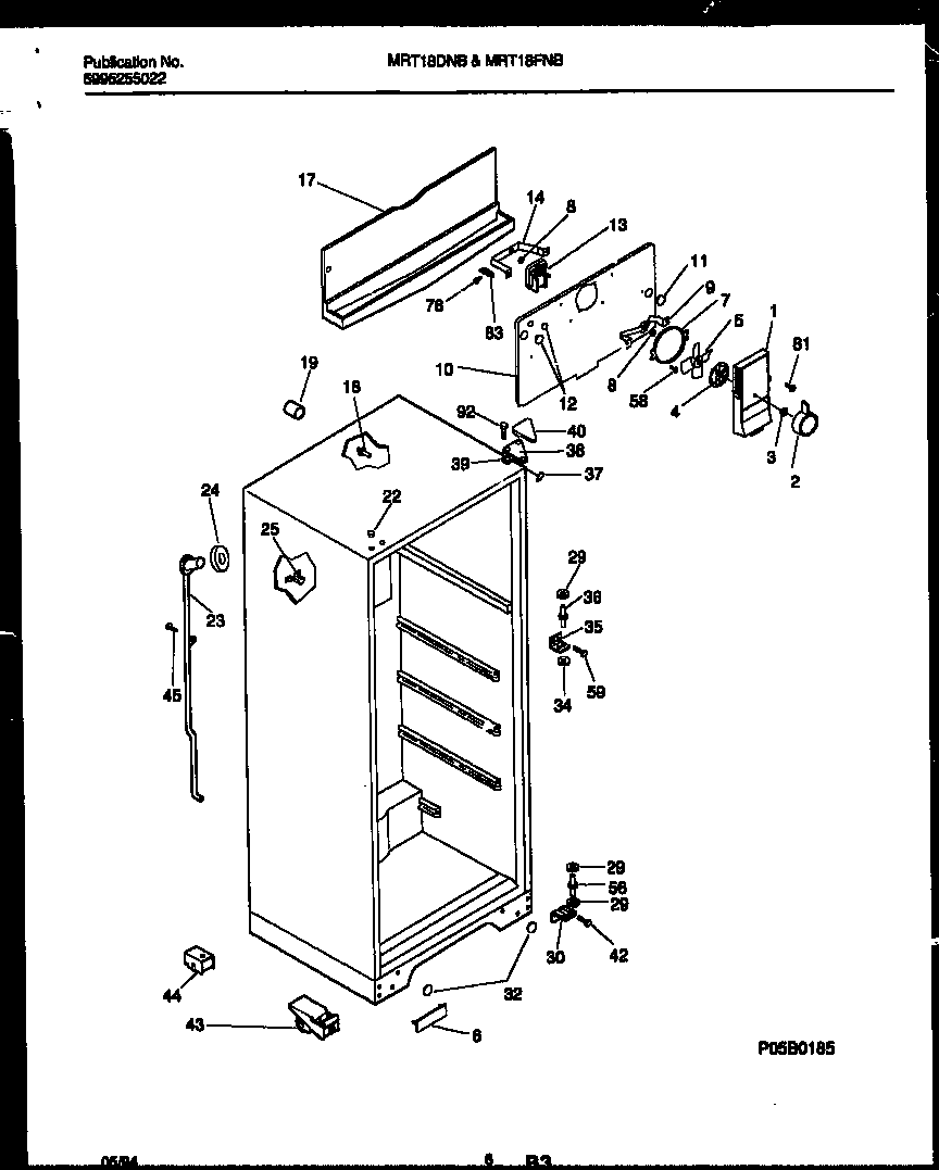 Universal/Multiflex (Frigidaire) MRT18DNBD0 cabinet parts diagram