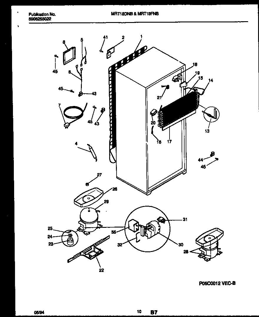Universal/Multiflex (Frigidaire) MRT18DNBD0 system and automatic defrost parts diagram