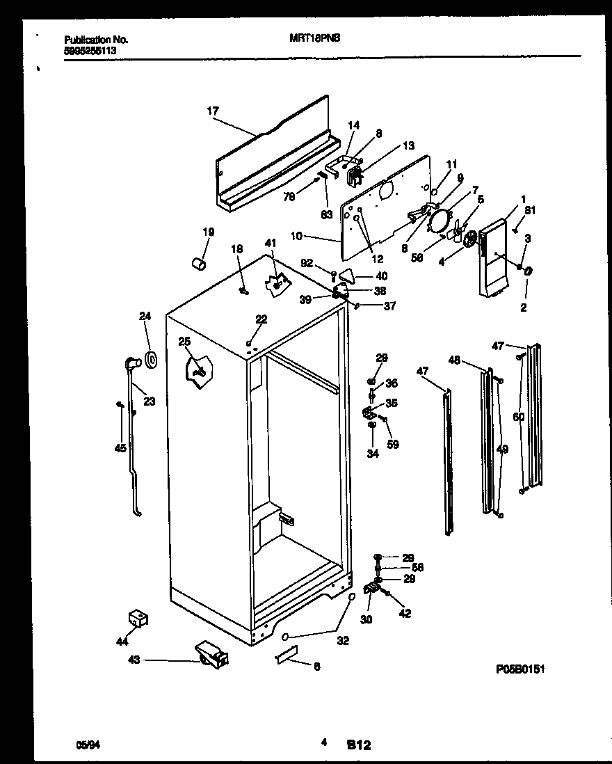 Universal/Multiflex (Frigidaire) MRT18PNBW0 cabinet parts diagram