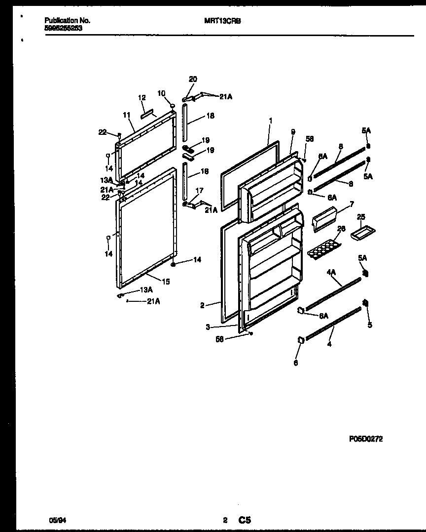 Universal/Multiflex (Frigidaire) MRT13CRBY0 door parts diagram