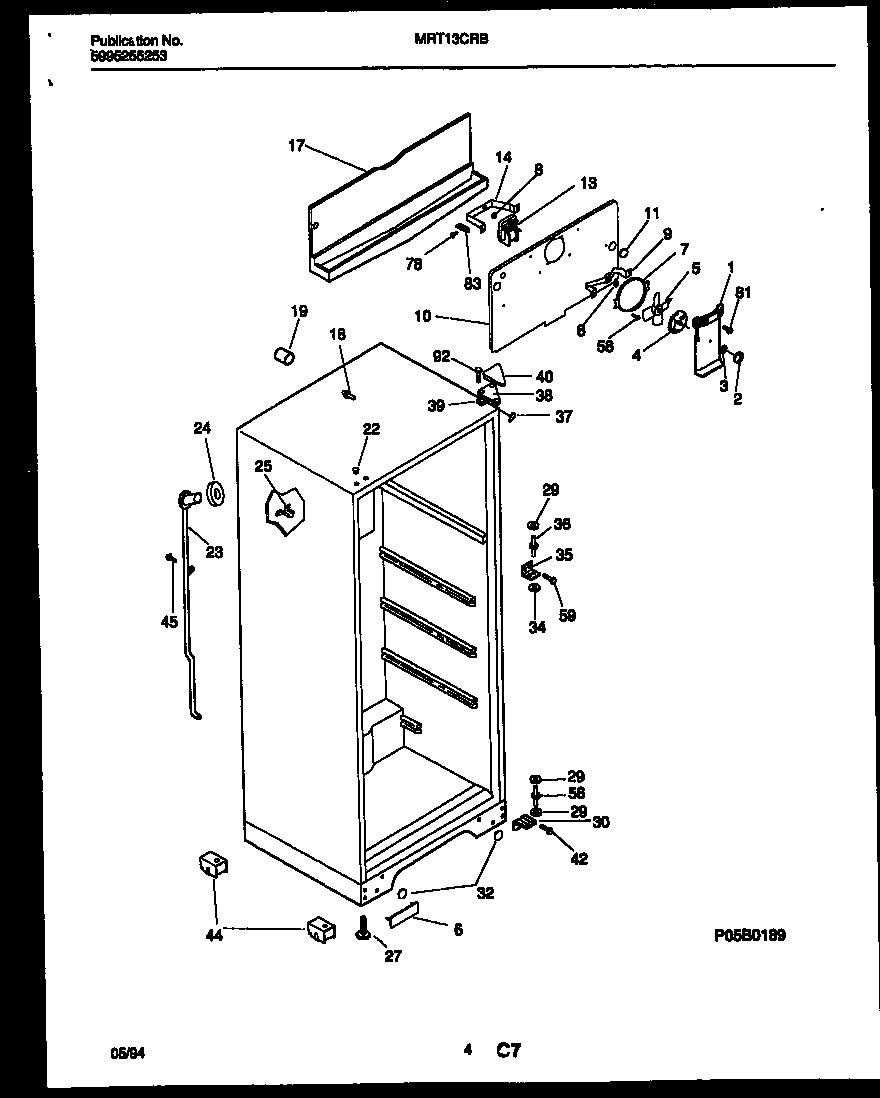 Universal/Multiflex (Frigidaire) MRT13CRBY0 cabinet parts diagram