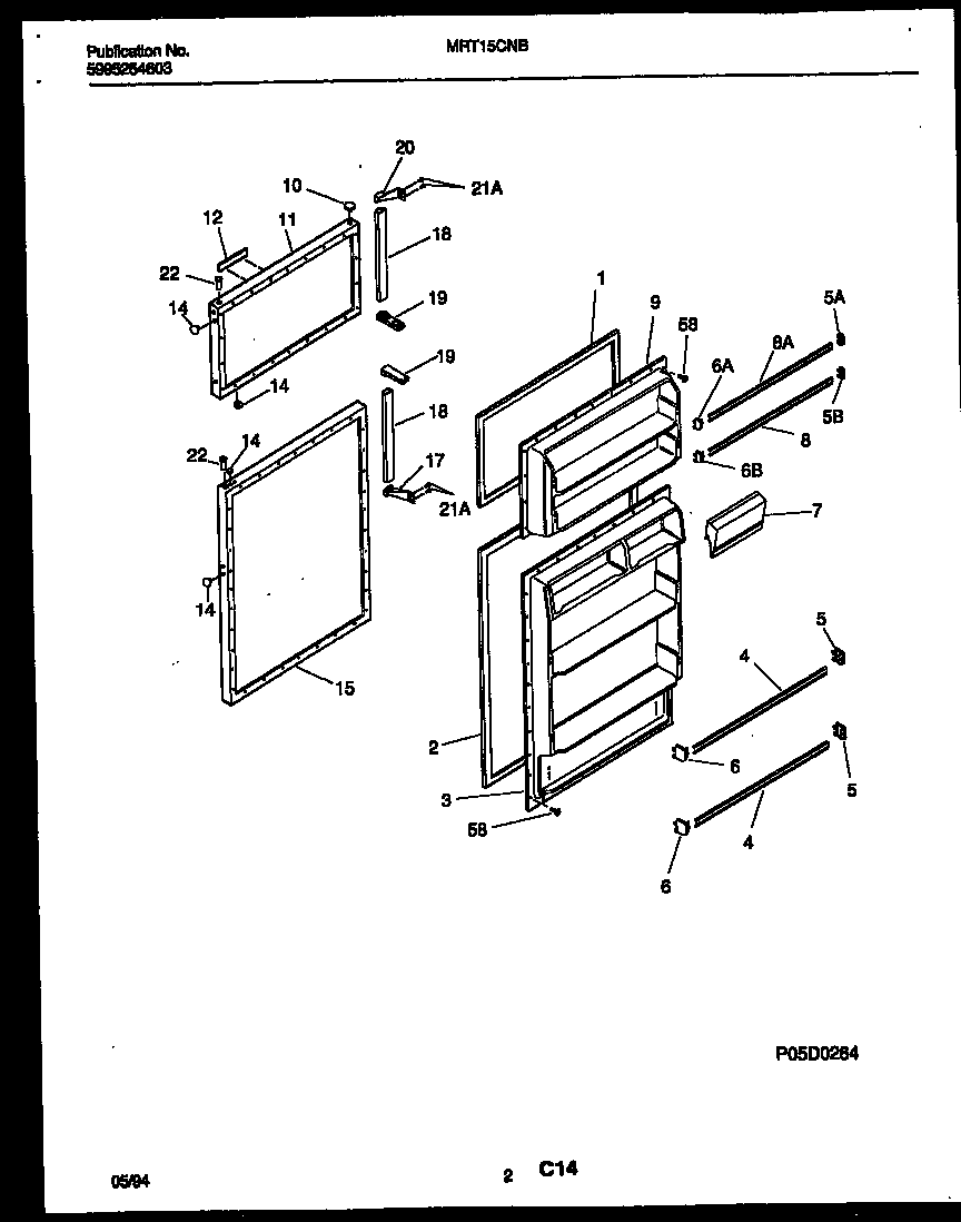 Universal/Multiflex (Frigidaire) MRT15CNBZ0 door parts diagram