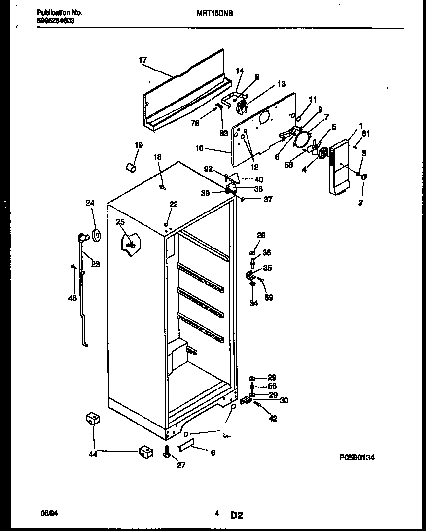 Universal/Multiflex (Frigidaire) MRT15CNBZ0 cabinet parts diagram