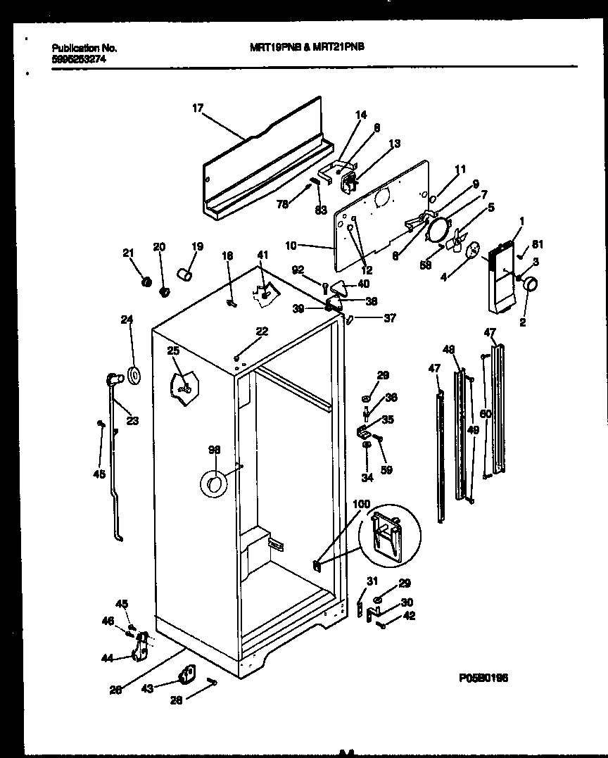 Universal/Multiflex (Frigidaire) MRT19PNBZ0 cabinet parts diagram