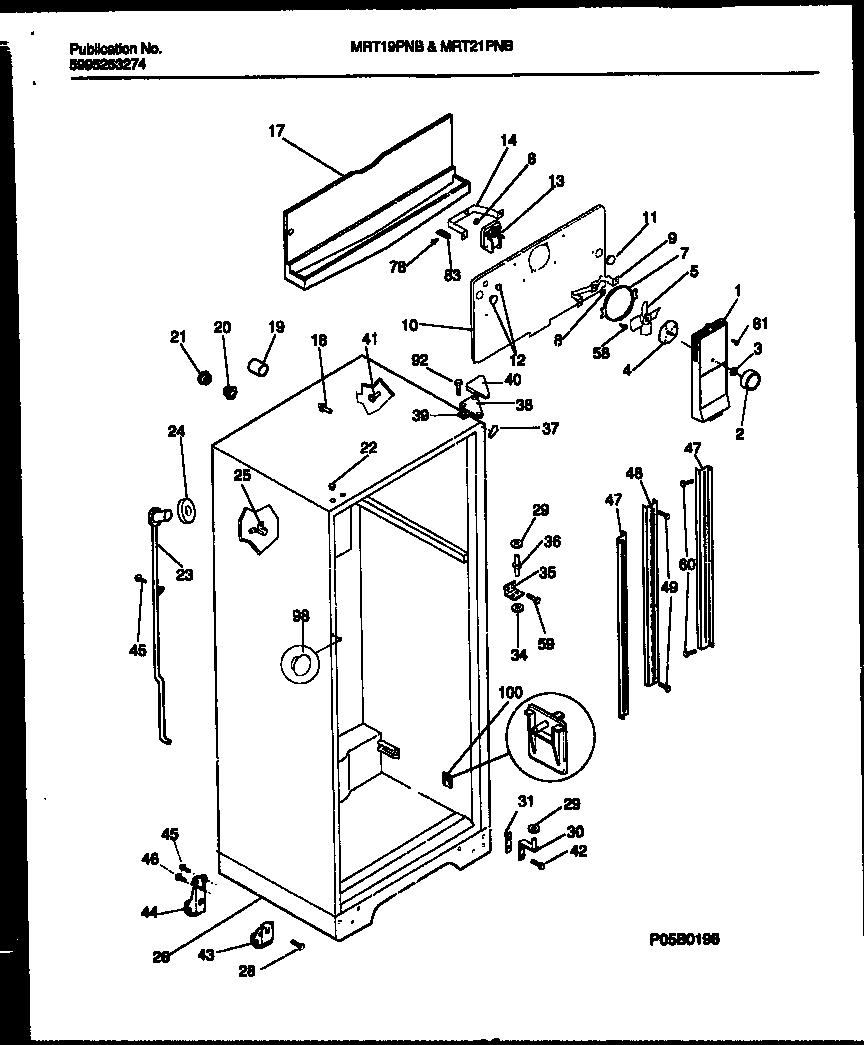 Universal/Multiflex (Frigidaire) MRT19PNBZ0 cabinet parts diagram