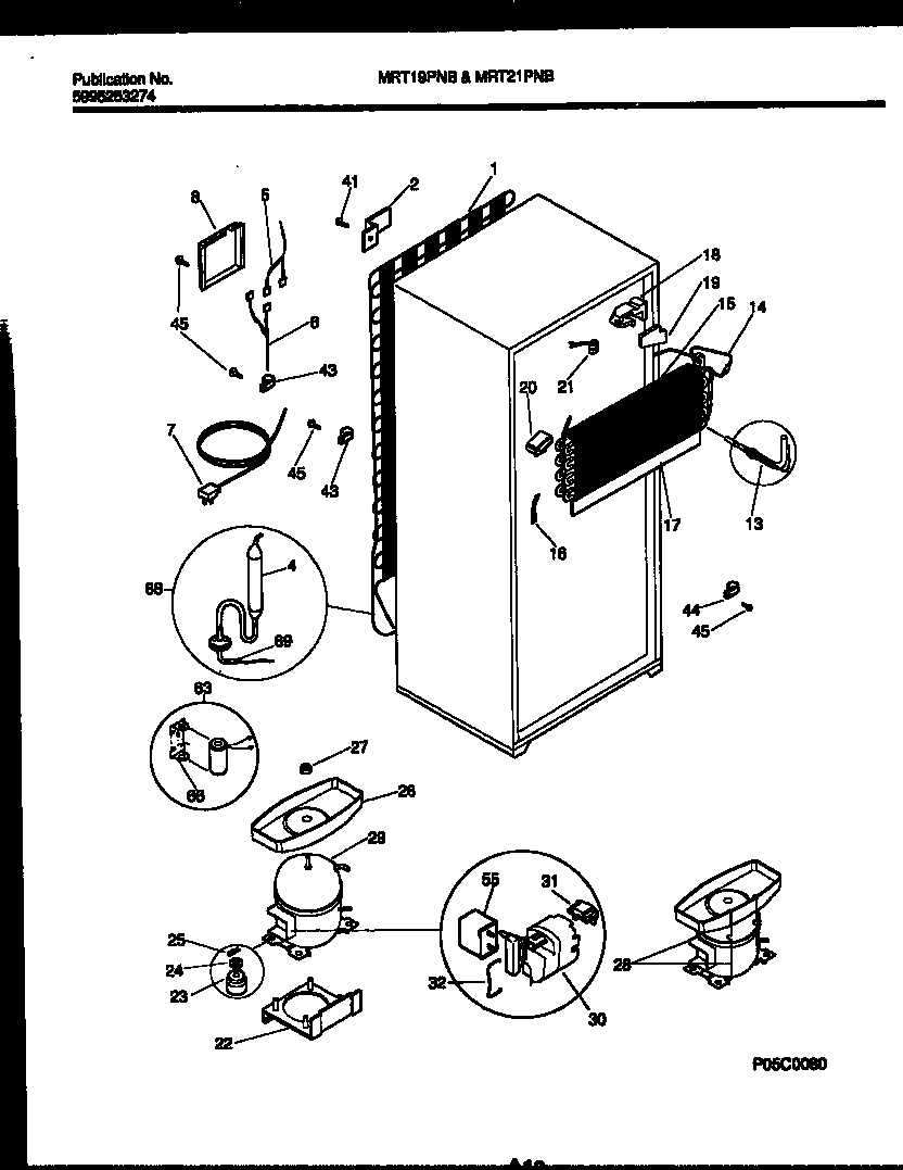 Universal/Multiflex (Frigidaire) MRT19PNBZ0 system and automatic defrost parts diagram