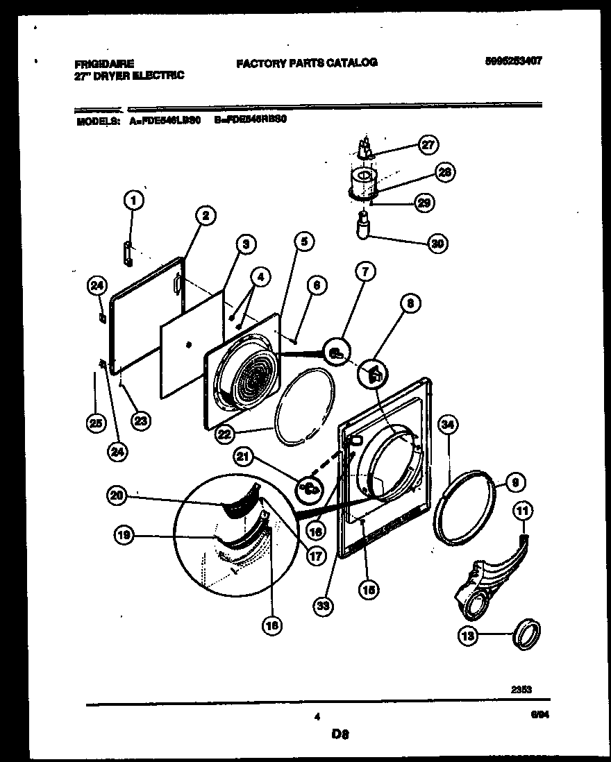 Frigidaire FDE546RBS0 door parts diagram