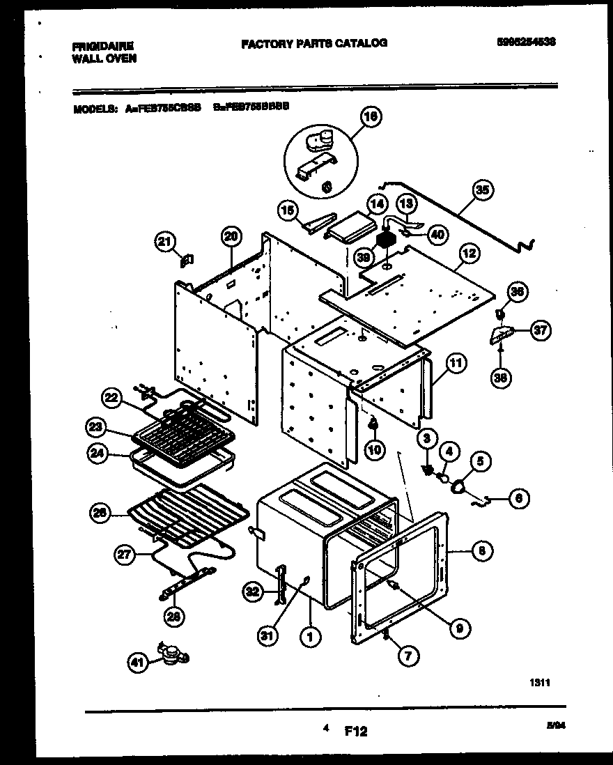 Frigidaire FEB755BBBB body parts diagram