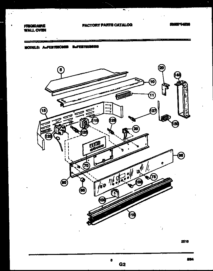 Frigidaire FEB755BBBB control panel diagram