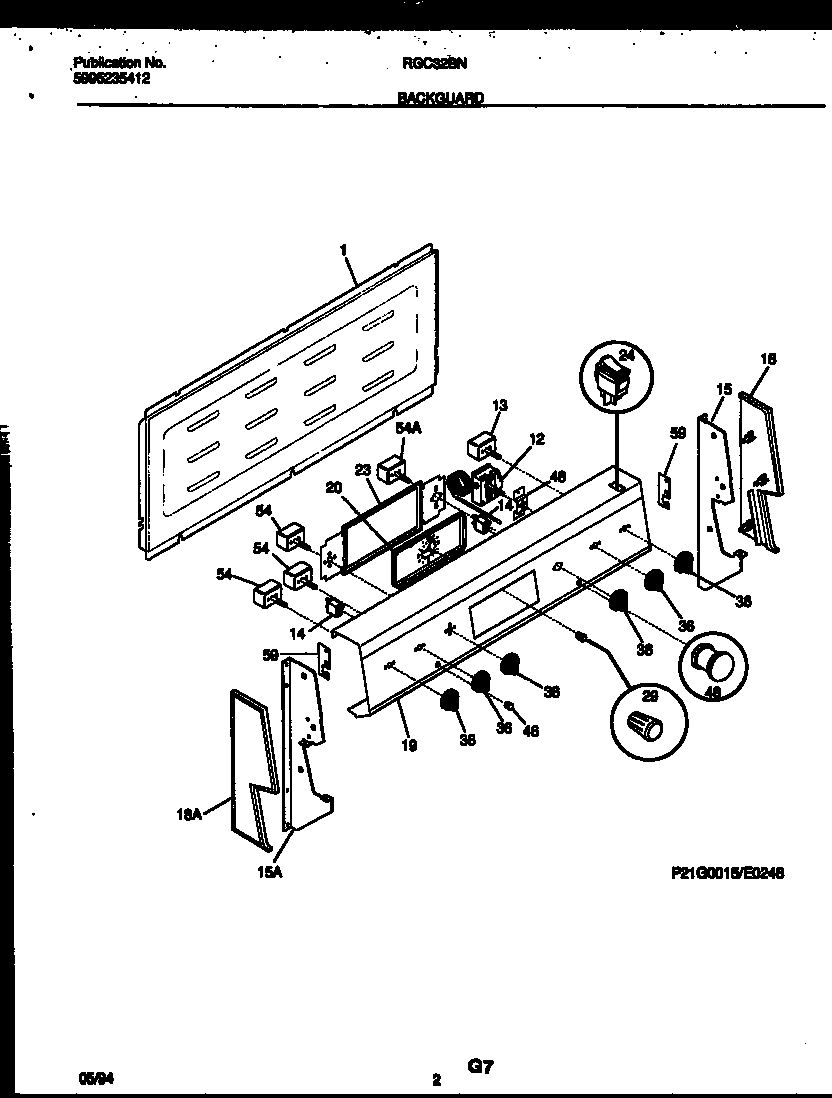 Frigidaire RGC32BNW2 backguard diagram