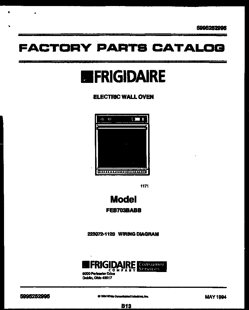 Frigidaire FEB703BABB cover diagram