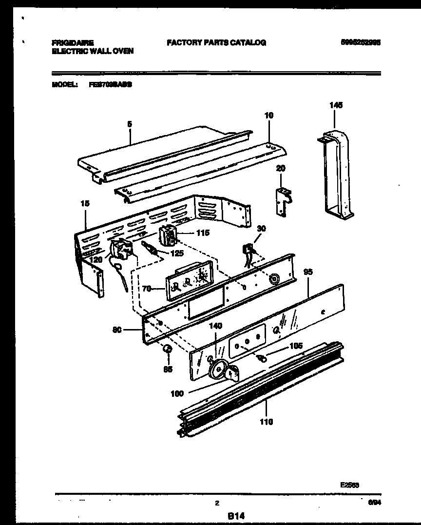 Frigidaire FEB703BABB control panel diagram