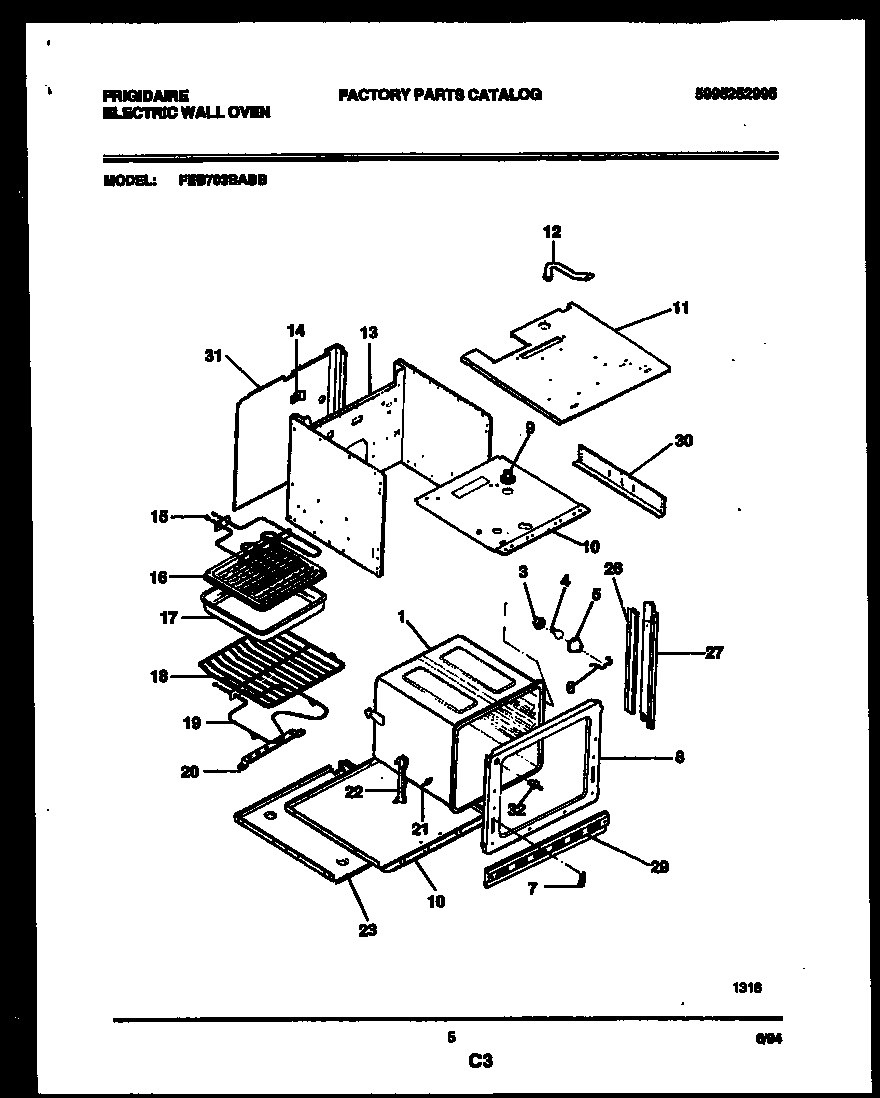 Frigidaire FEB703BABB body parts diagram