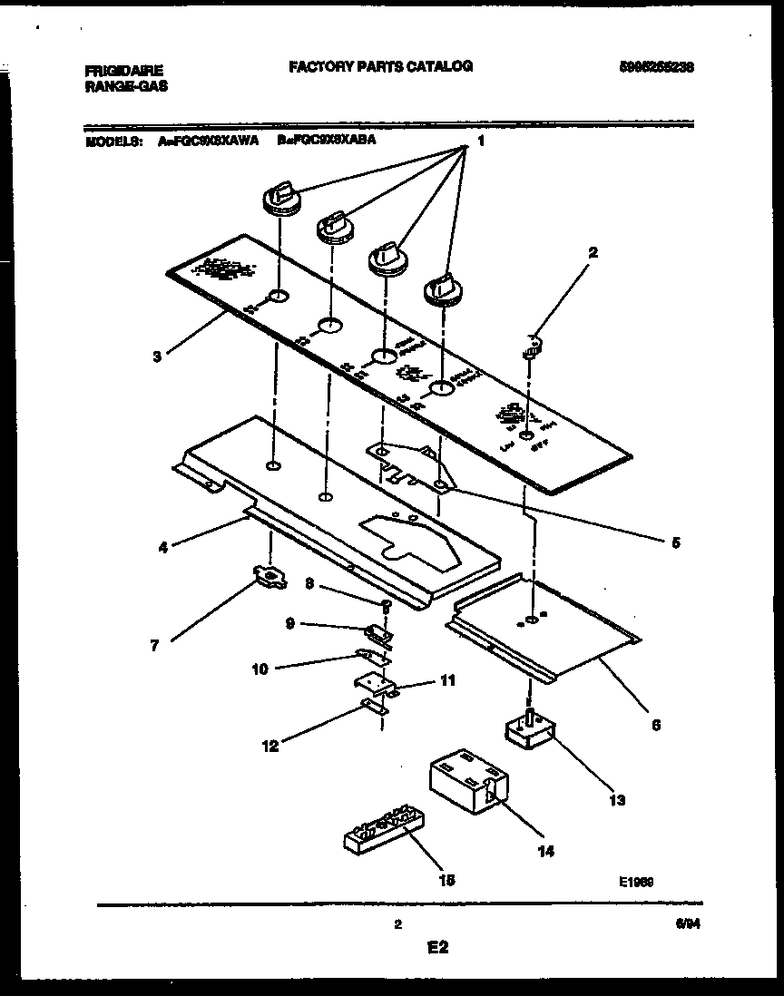 Frigidaire FGC9X8XABA control panel diagram